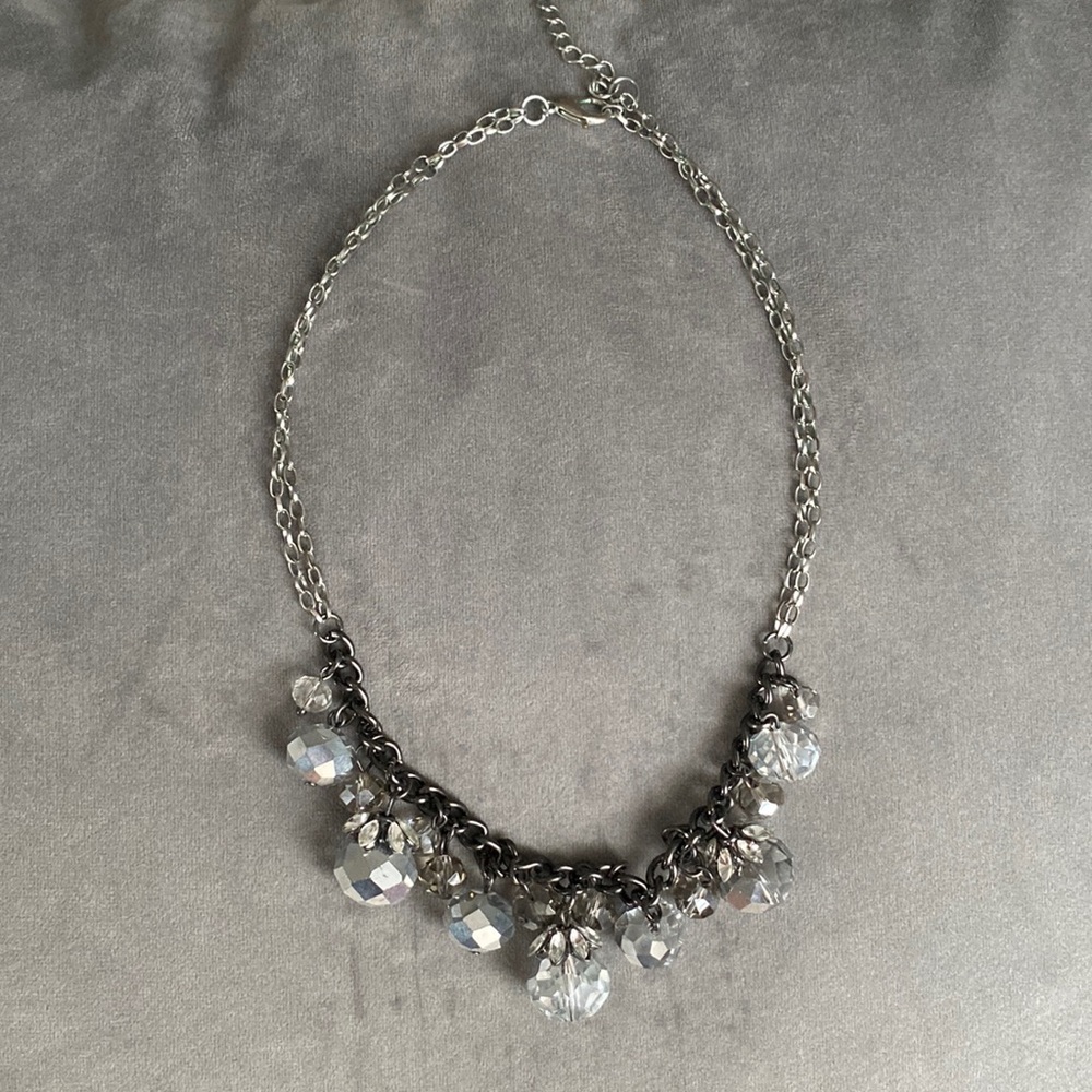 Silver Beaded Statement Necklace